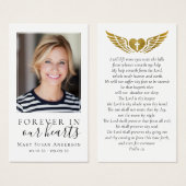 永遠に私たちのハート写真葬儀祈りの言葉カード (正面&裏面)