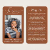 永遠に私たちのハート写真葬儀祈りの言葉カード (正面&裏面)