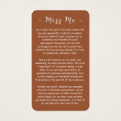 永遠に私たちのハート写真葬儀祈りの言葉カード (裏面)