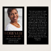 永遠に私たちのハート写真葬儀祈りの言葉カード (正面&裏面)