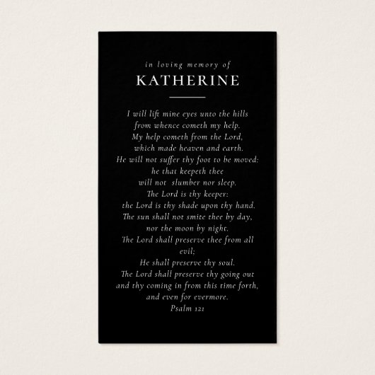 永遠に私たちのハート写真葬儀祈りの言葉カード (裏面)