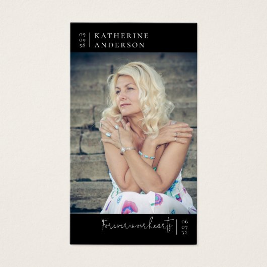 永遠に私たちのハート写真葬儀祈りの言葉カード (正面)