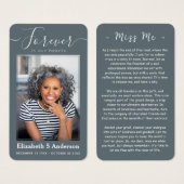 永遠に私たちのハート写真葬儀祈りの言葉カード (正面&裏面)