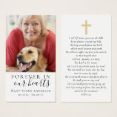 永遠に私たちのハート写真葬儀祈りの言葉カード (正面&裏面)