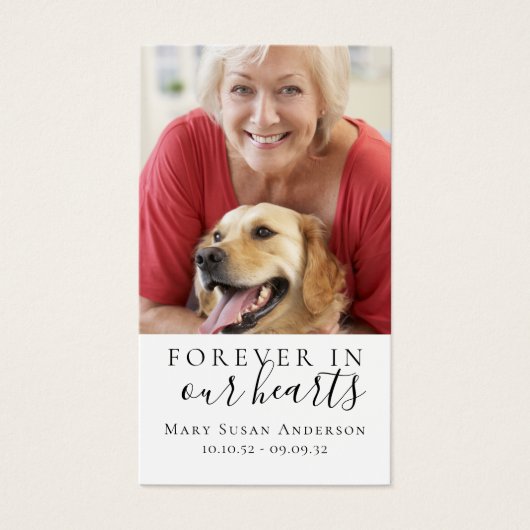 永遠に私たちのハート写真葬儀祈りの言葉カード (正面)