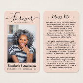 永遠に私たちのハート写真葬儀祈りの言葉カード (正面&裏面)