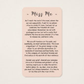 永遠に私たちのハート写真葬儀祈りの言葉カード (裏面)