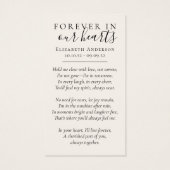 永遠に私たちのハート写真葬儀祈りの言葉カード (裏面)