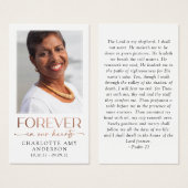 永遠に私たちのハート写真葬儀祈りの言葉カード (正面&裏面)