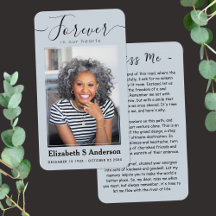 永遠に私たちのハート写真葬儀祈りの言葉カード