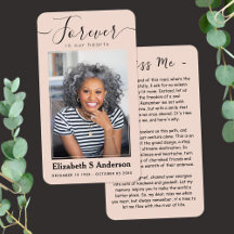 永遠に私たちのハート写真葬儀祈りの言葉カード