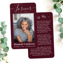 永遠に私たちのハート写真葬儀祈りの言葉カード