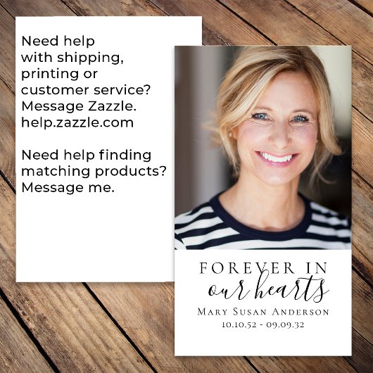 永遠に私たちのハート写真葬儀祈りの言葉カード