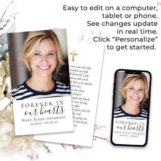 永遠に私たちのハート写真葬儀祈りの言葉カード