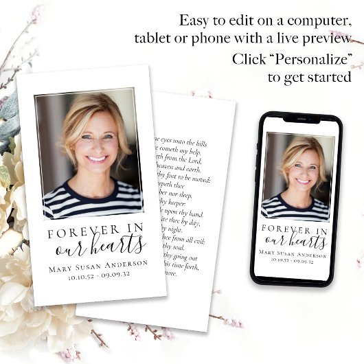 永遠に私たちのハート写真葬儀祈りの言葉カード