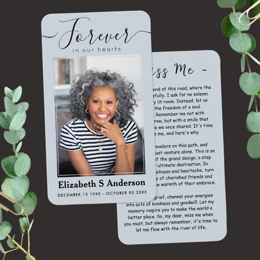 永遠に私たちのハート写真葬儀祈りの言葉カード