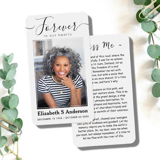 永遠に私たちのハート写真葬儀祈りの言葉カード