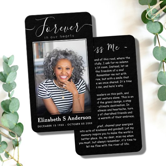 永遠に私たちのハート写真葬儀祈りの言葉カード