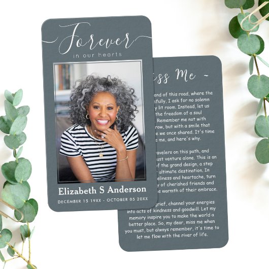 永遠に私たちのハート写真葬儀祈りの言葉カード