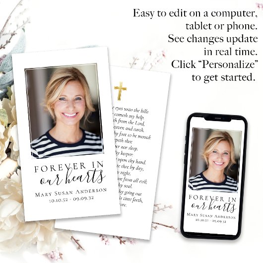 永遠に私たちのハート写真葬儀祈りの言葉カード