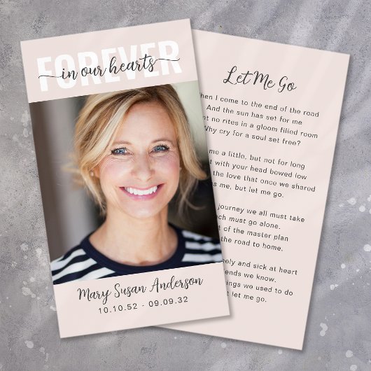 永遠に私たちのハート写真葬儀祈りの言葉カード