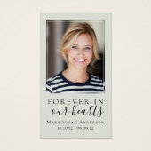 永遠に私たちのハート写真葬儀祈りの言葉カード (正面)