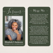 永遠に私たちのハート写真葬儀祈りの言葉カード (正面&裏面)