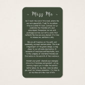 永遠に私たちのハート写真葬儀祈りの言葉カード (裏面)