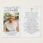 永遠に私たちのハート写真葬儀祈りの言葉カード (正面&裏面)