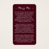 永遠に私たちのハート写真葬儀祈りの言葉カード (裏面)