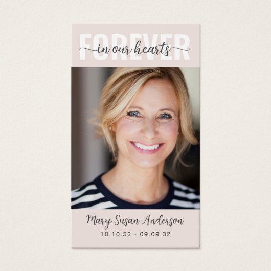 永遠に私たちのハート写真葬儀祈りの言葉カード (正面)