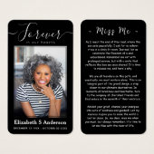 永遠に私たちのハート写真葬儀祈りの言葉カード (正面&裏面)