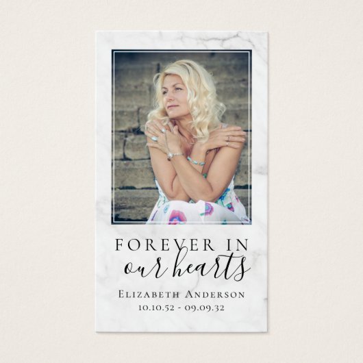 永遠に私たちのハート写真葬儀祈りの言葉カード (正面)