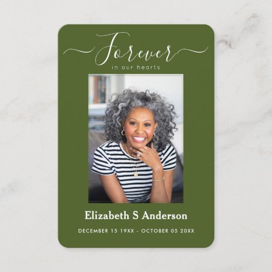 永遠に私たちのハート写真葬儀祈りの言葉カード エンクロージャーカード (正面)