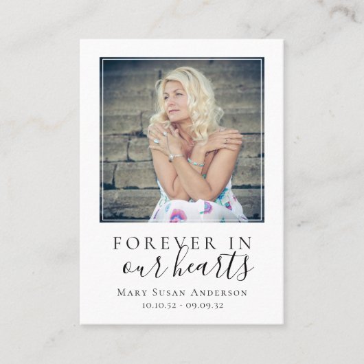 永遠に私たちのハート写真葬儀祈りの言葉カード コーリングカード (正面)