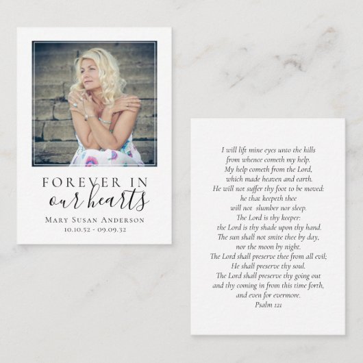 永遠に私たちのハート写真葬儀祈りの言葉カード コーリングカード (正面/裏面)