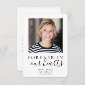 永遠に私たちのハート写真葬儀祈りの言葉カード サンキューカード (正面/裏面)