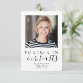 永遠に私たちのハート写真葬儀祈りの言葉カード サンキューカード (スタンド正面)