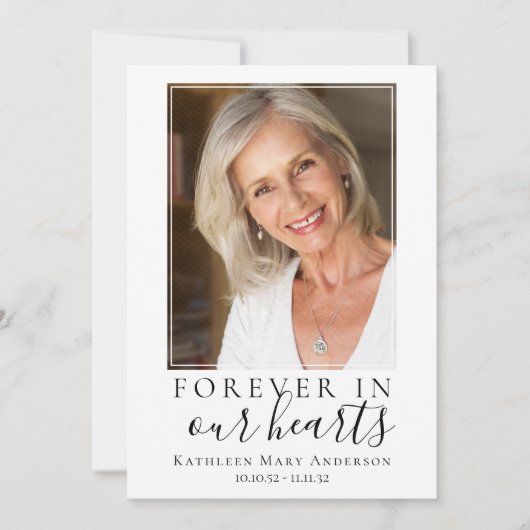 永遠に私たちのハート写真葬儀祈りの言葉カード ノートカード (正面)