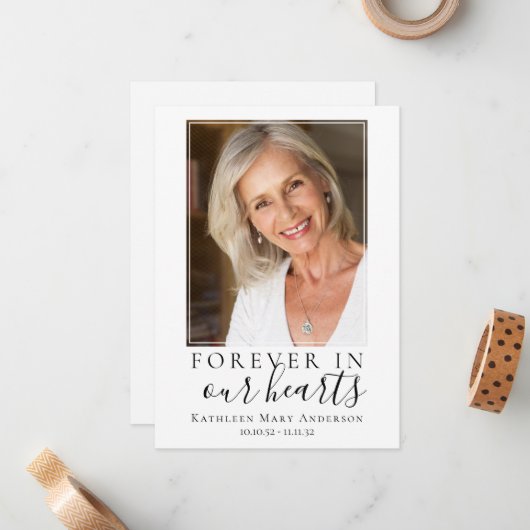 永遠に私たちのハート写真葬儀祈りの言葉カード ノートカード (正面/裏面インサイチュ)