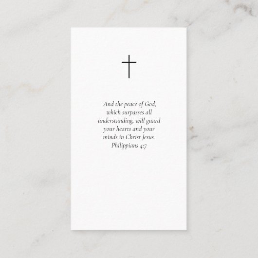 永遠に私たちのハート写真葬儀祈りの言葉カード 名刺 (裏面)