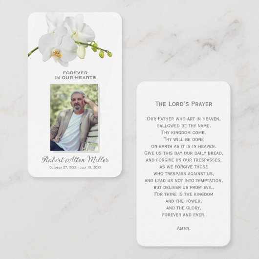 永遠に私たちのハート写真葬儀祈りの言葉カード 名刺 (正面/裏面)