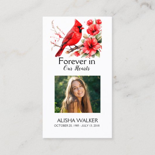 永遠に私たちのハート写真葬儀祈りの言葉カード 名刺 (正面)