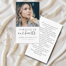 永遠に私たちのハート写真葬儀祈りの言葉カード 名刺