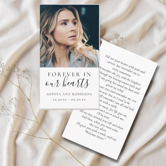 永遠に私たちのハート写真葬儀祈りの言葉カード 名刺