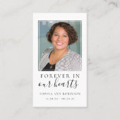 永遠に私たちのハート写真葬儀祈りの言葉カード 名刺 (正面)