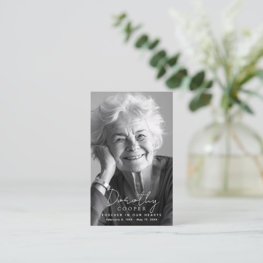 永遠に私たちのハート写真葬儀祈りの言葉カード 名刺 (スタンド正面)
