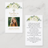 永遠に私たちのハート写真葬儀祈りの言葉カード 名刺 (正面/裏面)
