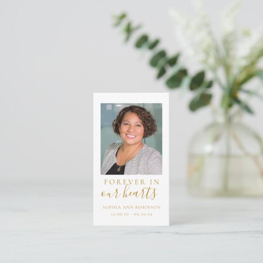 永遠に私たちのハート写真葬儀祈りの言葉カード 名刺 (スタンド正面)