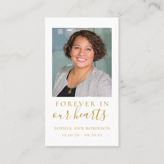 永遠に私たちのハート写真葬儀祈りの言葉カード 名刺 (正面)